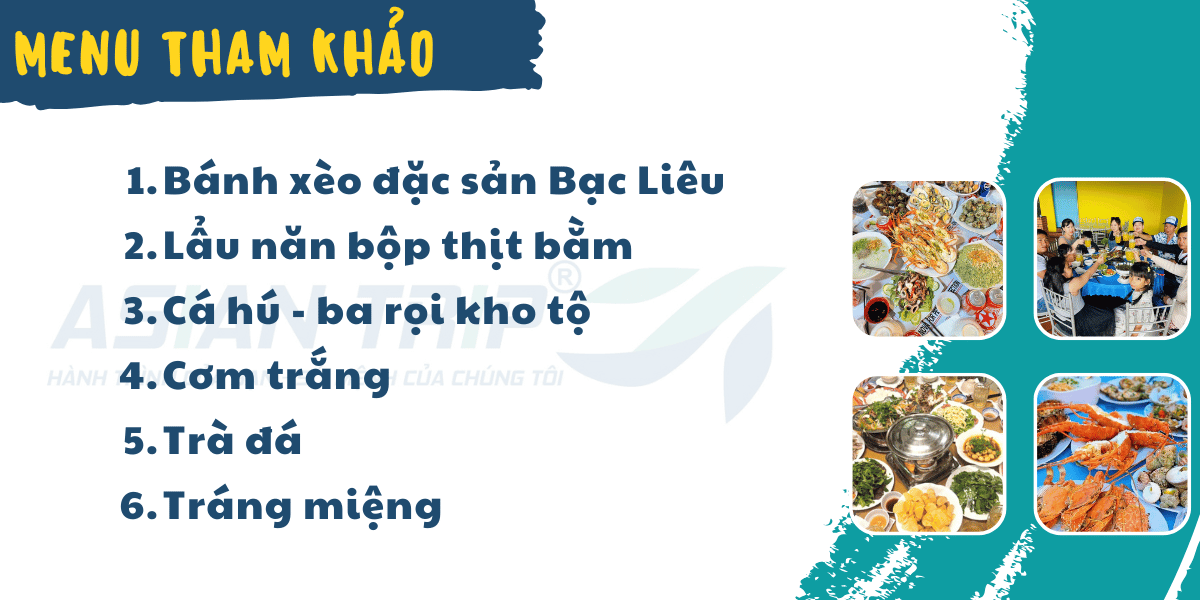 menu trưa 1 - tour cha diep